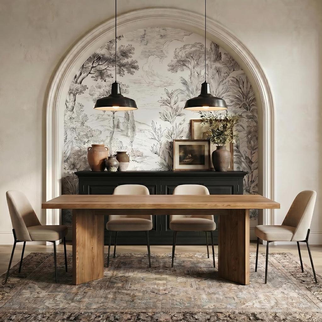63" Farmhouse Solid Wood Dining Table for 4-6
