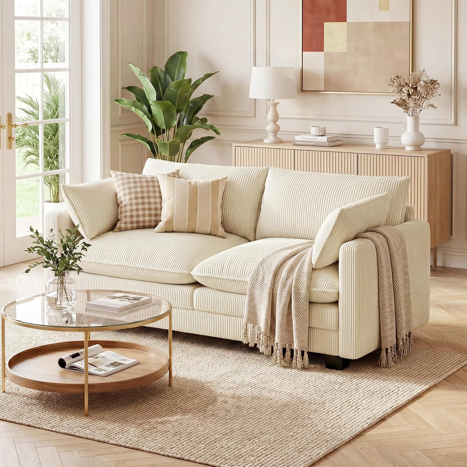 Beige Cloud Loveseat, 2 Seater