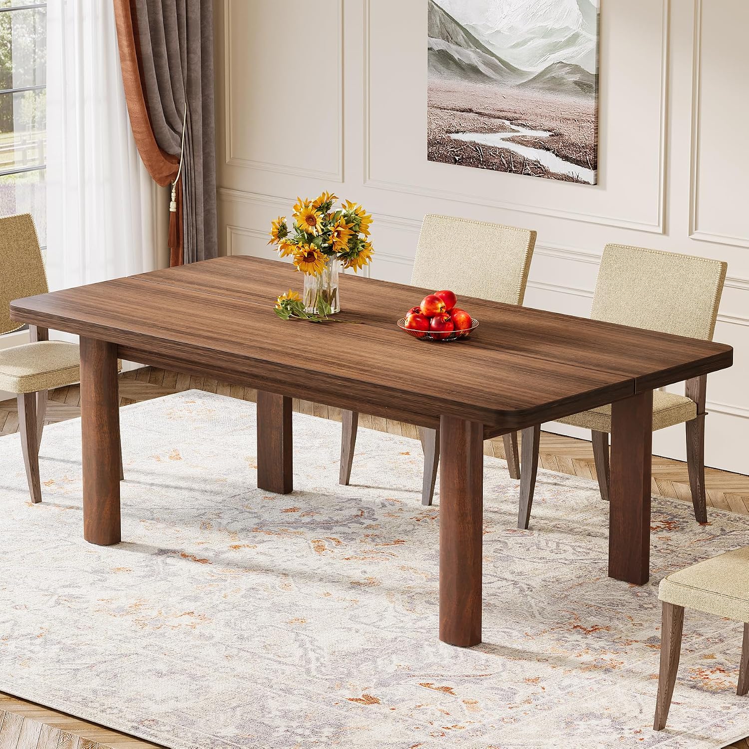 63" Farmhouse Dining Table for 4-6