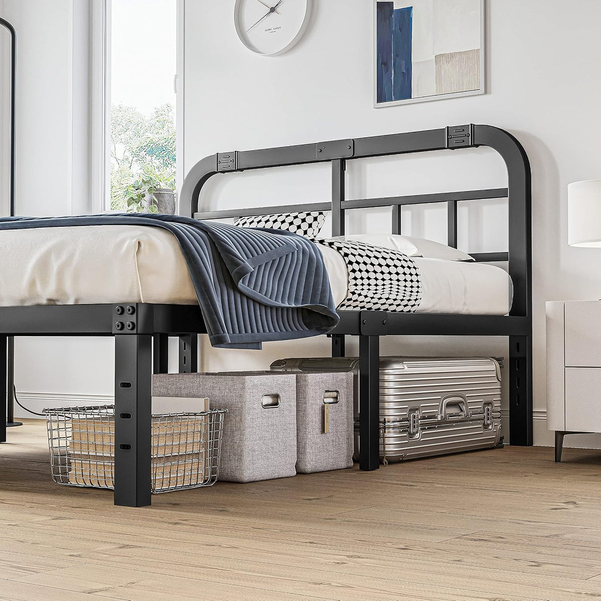 14" Black King Bed Frame with Headboard