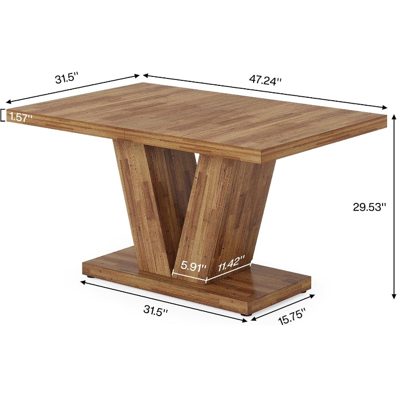47" Walnut Farmhouse Dining Table for 4