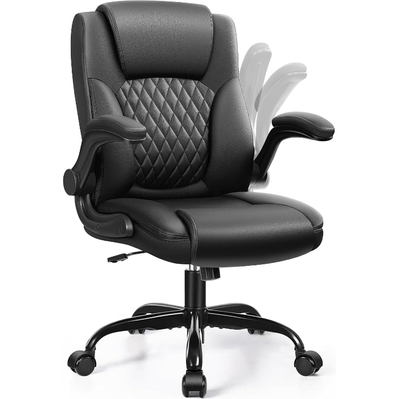 PU Leather Black Ergonomic Desk Chair for Short People