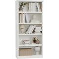 5-Tier White Tall Bookcase with Adjustable Shelves