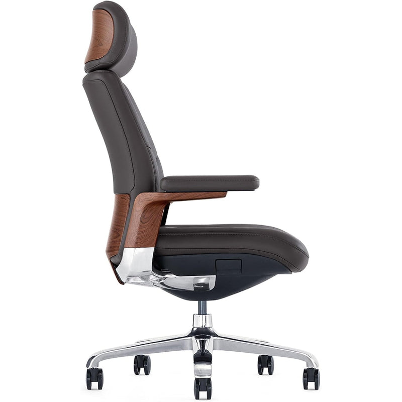 Genuine Leather High Back Executive Chair, Dark Brown