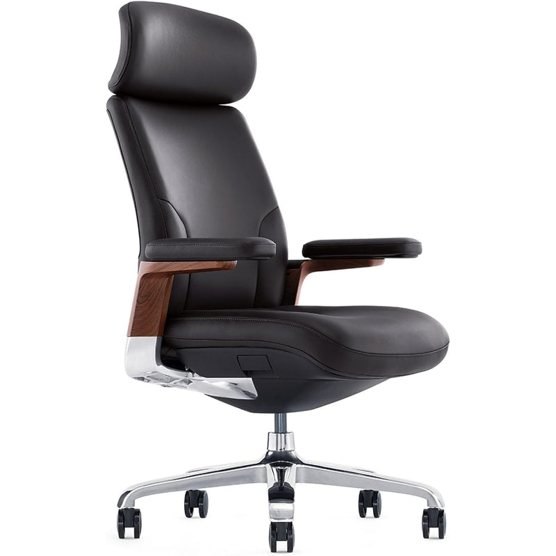 Genuine Leather High Back Executive Chair, Dark Brown